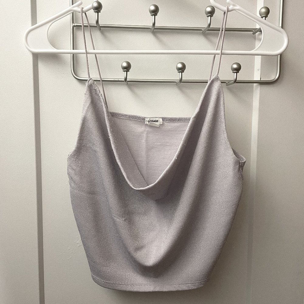 Garage Purple Glitter Cowl Neck Cami